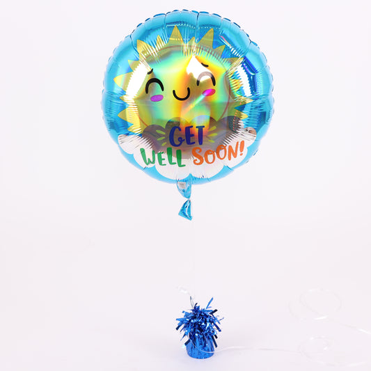 Get Well Soon Round Foil Holographic Balloon, 18in