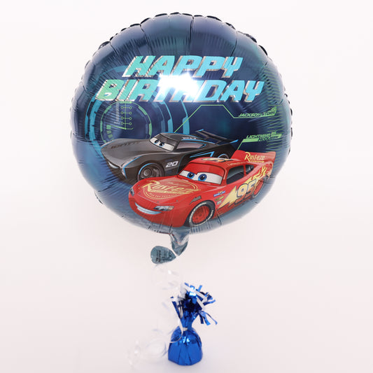 Round Happy Birthday Cars Balloon, 18in