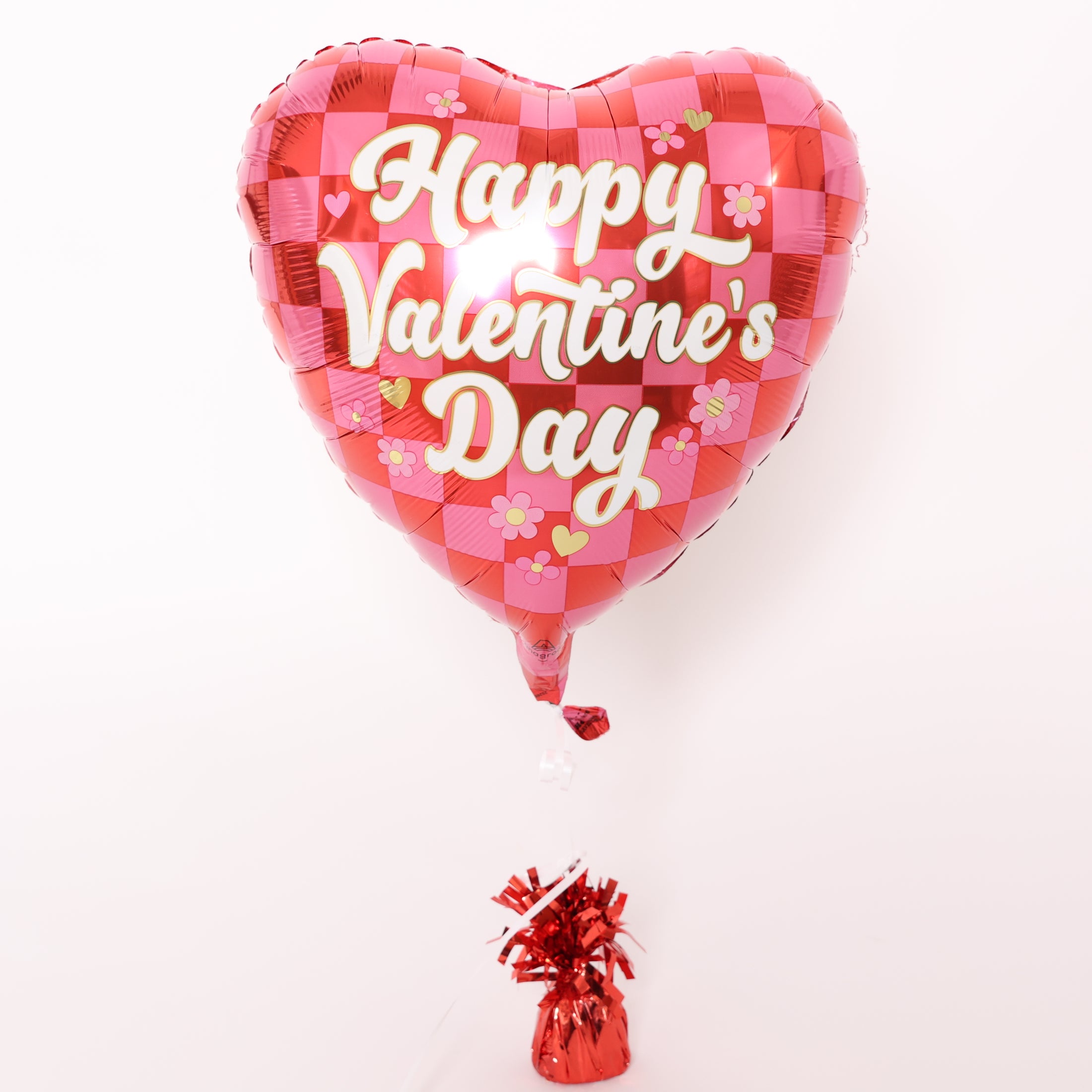 Happy Valentine's Day Checkered Heart Balloon, 18in