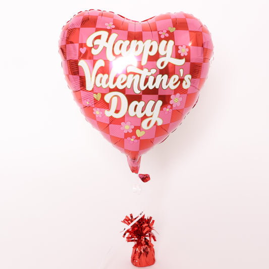 Happy Valentine's Day Checkered Heart Balloon, 18in