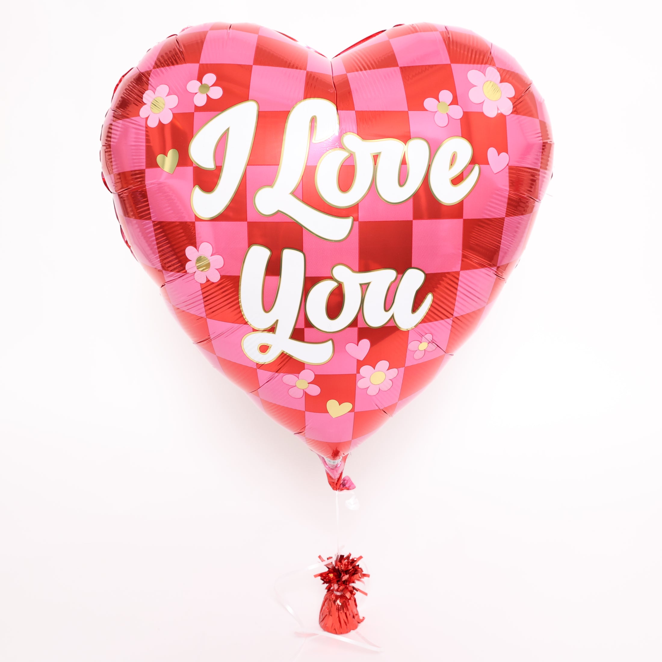 I Love You Checkerboard Heart Balloon, 28in
