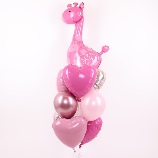 Pink Giraffe Baby Balloon Bouquet