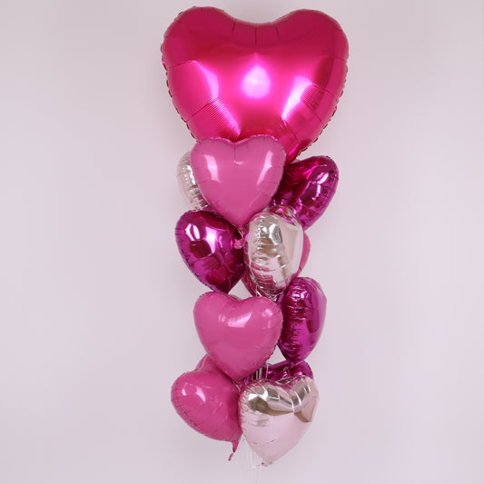 Pink Hearts with Giant Pink Heart Centerpiece Balloon Bouquet