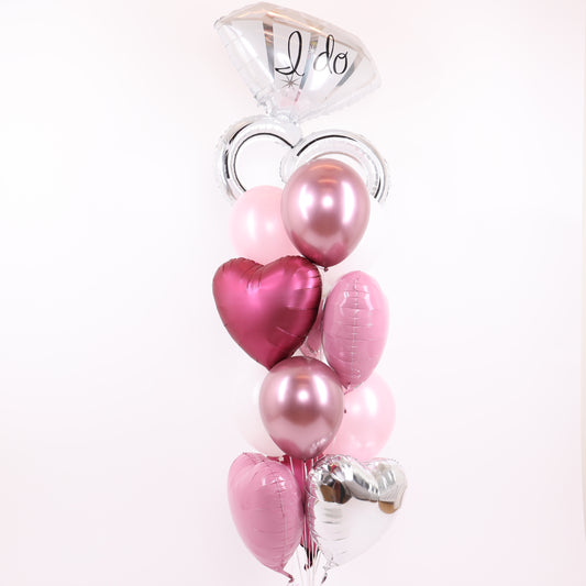 Pink "I Do" Engagement Ring Balloon Bouquet