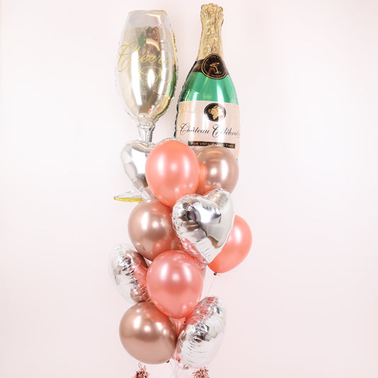 Rose Gold Cheers Celebration Balloon Bouquet