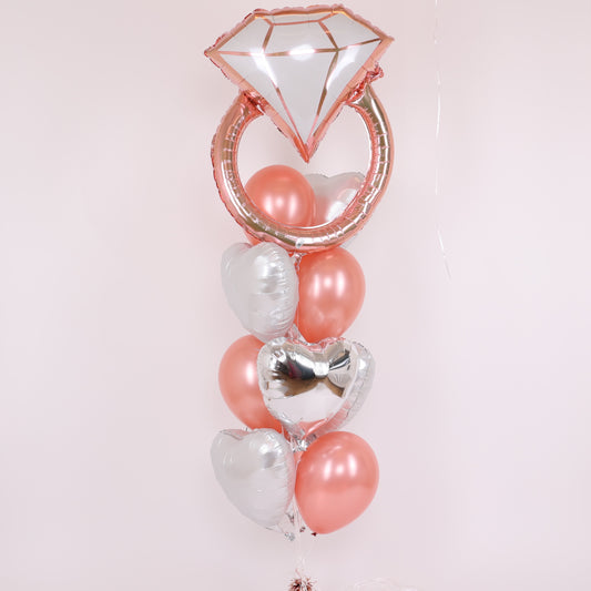 Rose Gold Engagement Ring Balloon Bouquet
