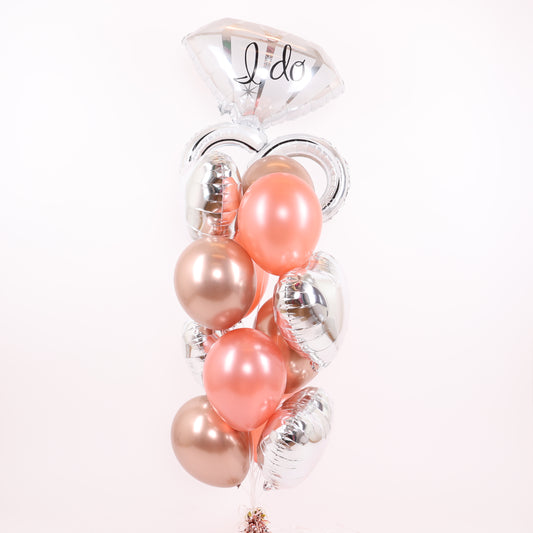Rose Gold "I Do" Engagement Ring Balloon Bouquet