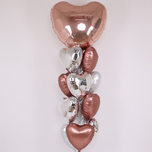 Rose Gold Hearts with Giant Heart Centerpiece Balloon Bouquet