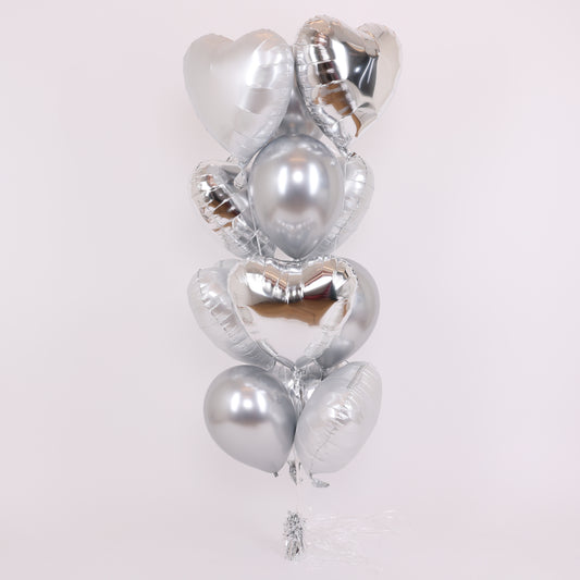 Silver Monochrome Hearts Balloon Bouquet