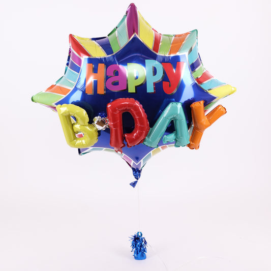 Happy B-Day Burst Balloon, 35in