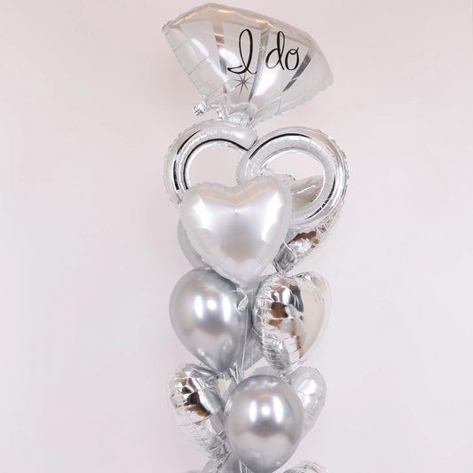 Silver Monochrome Engagement Balloon Bouquet