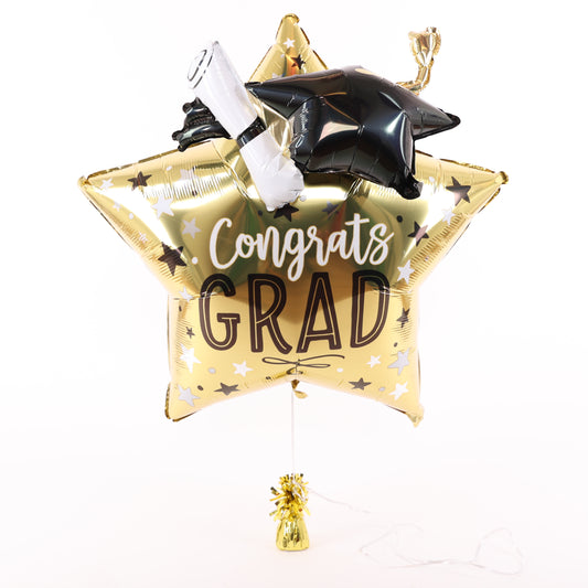 Congrats Grad Gold Star Balloon, 28in