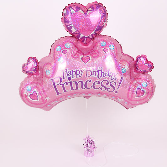 Pink Happy Birthday Princess Tiara Balloon, 34in