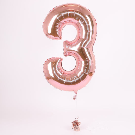 Rose Gold Number Balloon, 34in