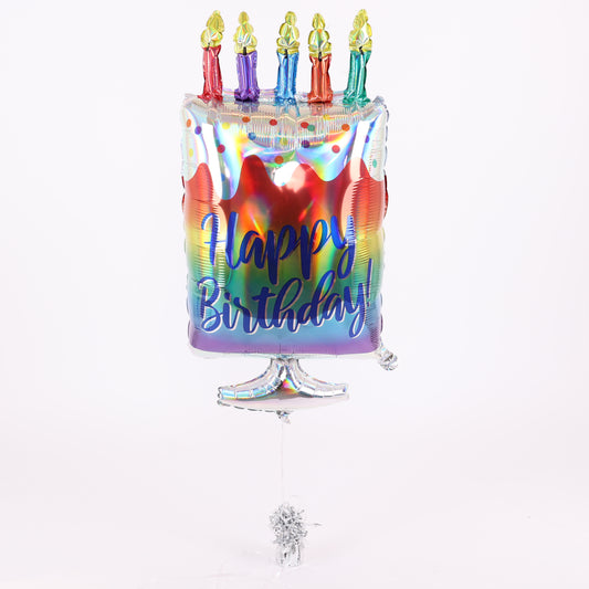 Iridescent Happy Birthday Cake Balloon, 30in