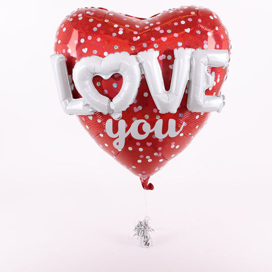 Love You Hearts & Dots Balloon, 36in